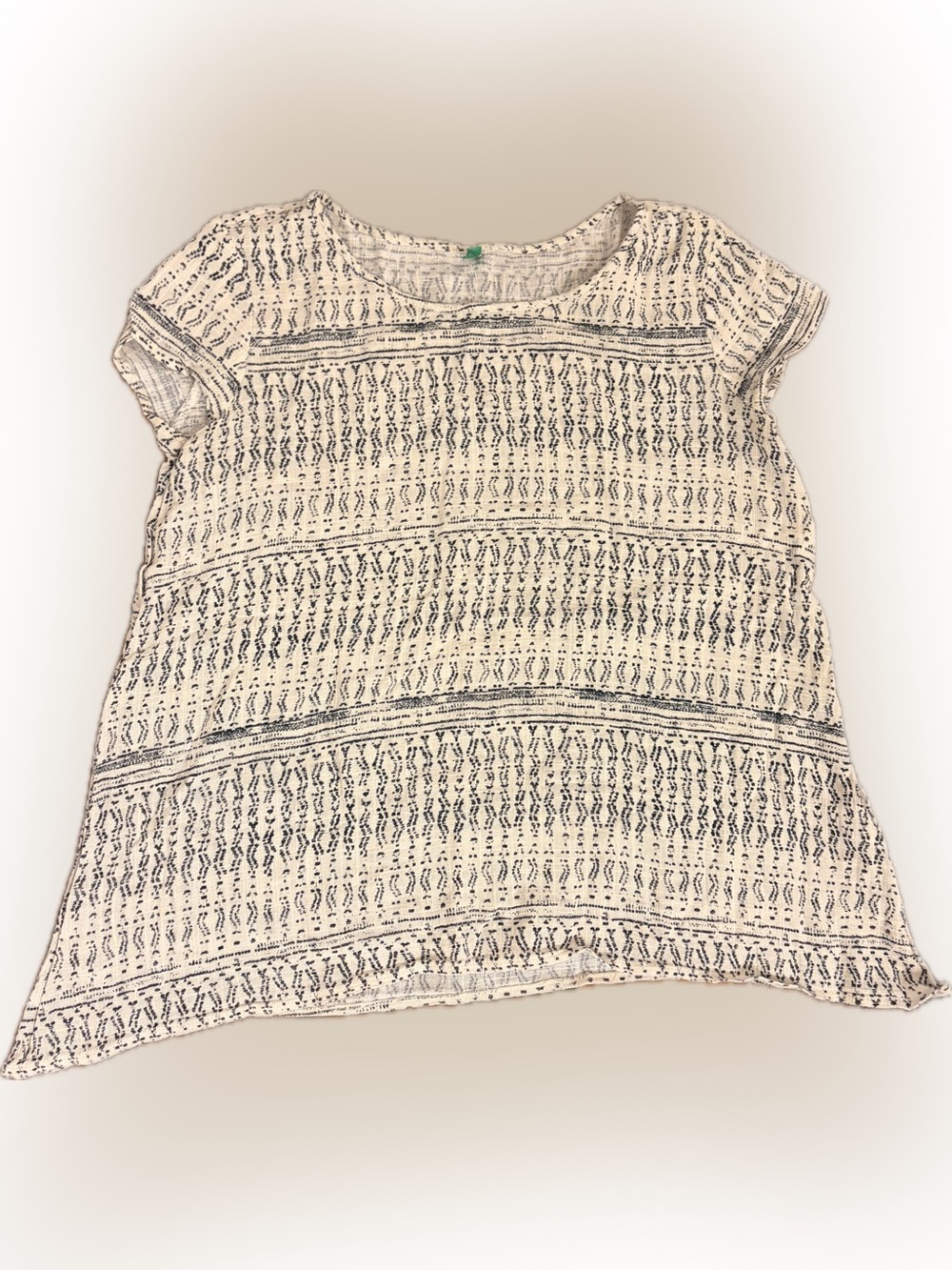 United Colors Of Benetton Cream and Black Patterned Mini Dress